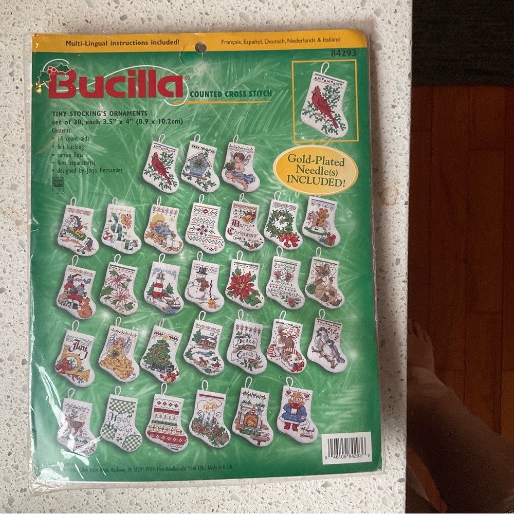 Bucilla Cross Stitch Kit Christmas 30 Tiny Stockings Ornaments Vintage Project